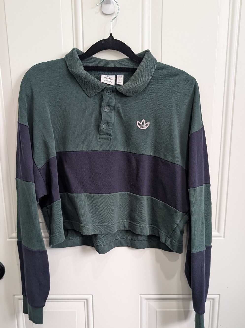 adidas Originals Class of '72 Cropped Polo Rugby Sweatshirt - Size S